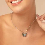 Zareeva Blue Butterfly Pendant Necklace