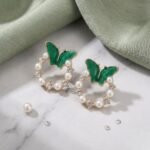 Zareeva Butterfly Pearl & Diamond-Look Hoop Earrings