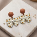 Zareeva Polka Bow Pearl Drop Earrings
